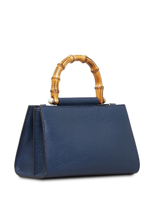 Bamboo Top Handle Leather Bag