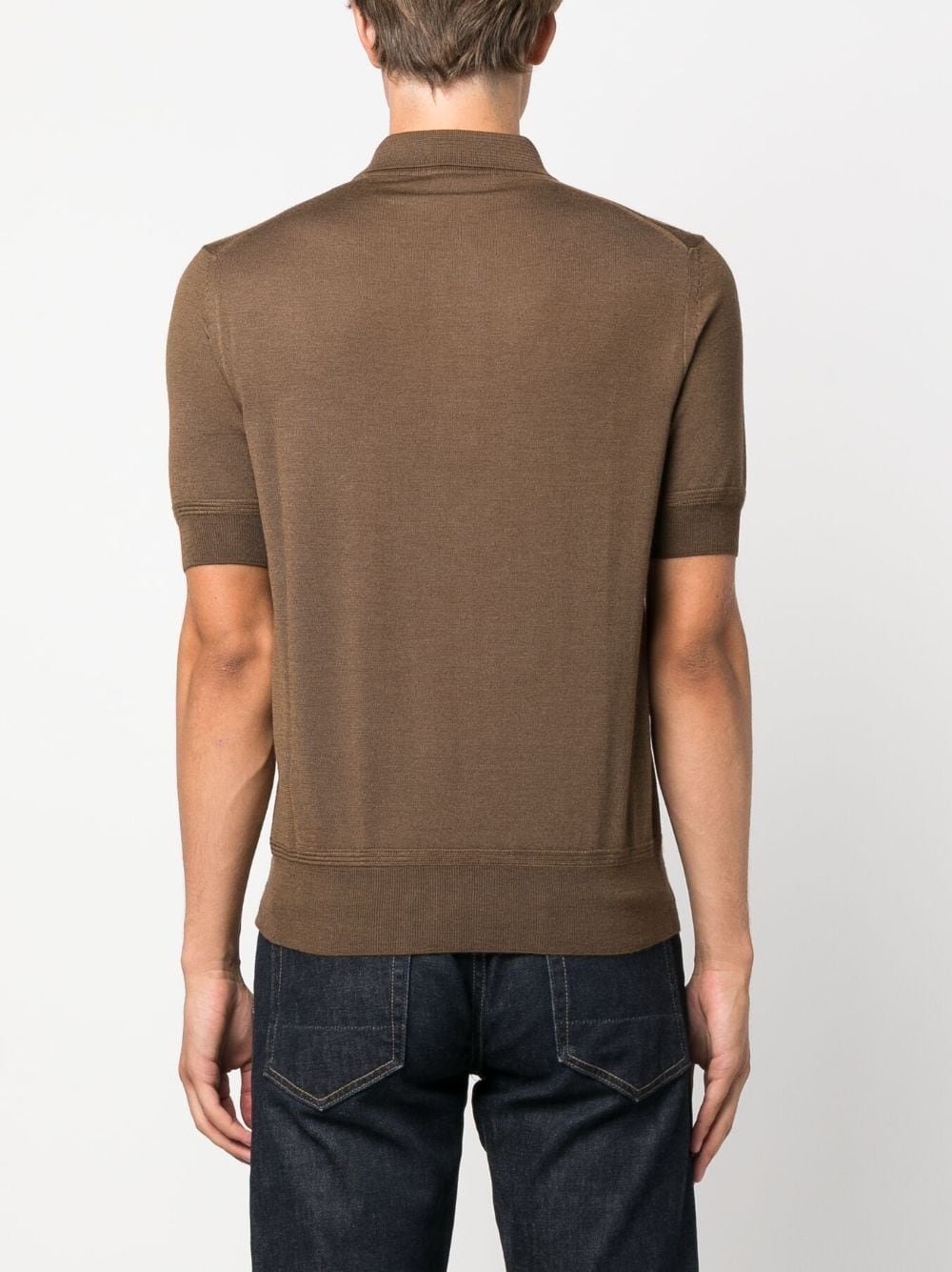 Shop Tom Ford Short-sleeve Knitted Polo Shirt In Brown