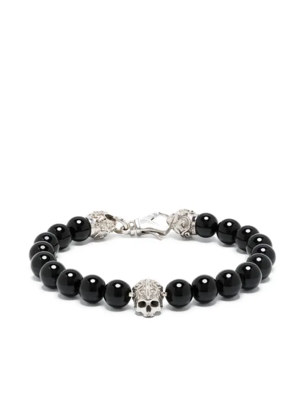 Mens black cheap skull bracelet