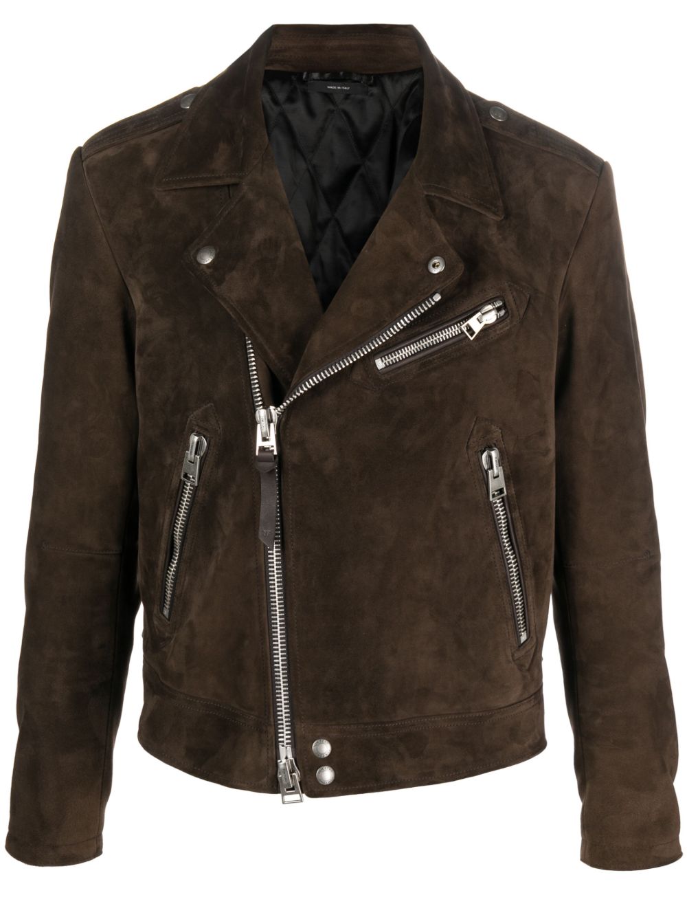 Shop Tom Ford Suede Biker Jacket In Brown