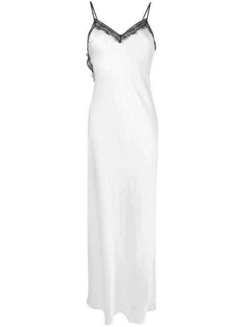 lace-trim asymmetric maxi dress