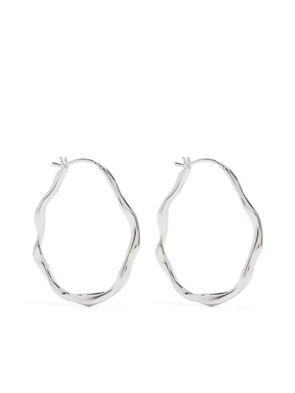 Dower & Hall Waterfall Oval Hoop Earrings In Silver