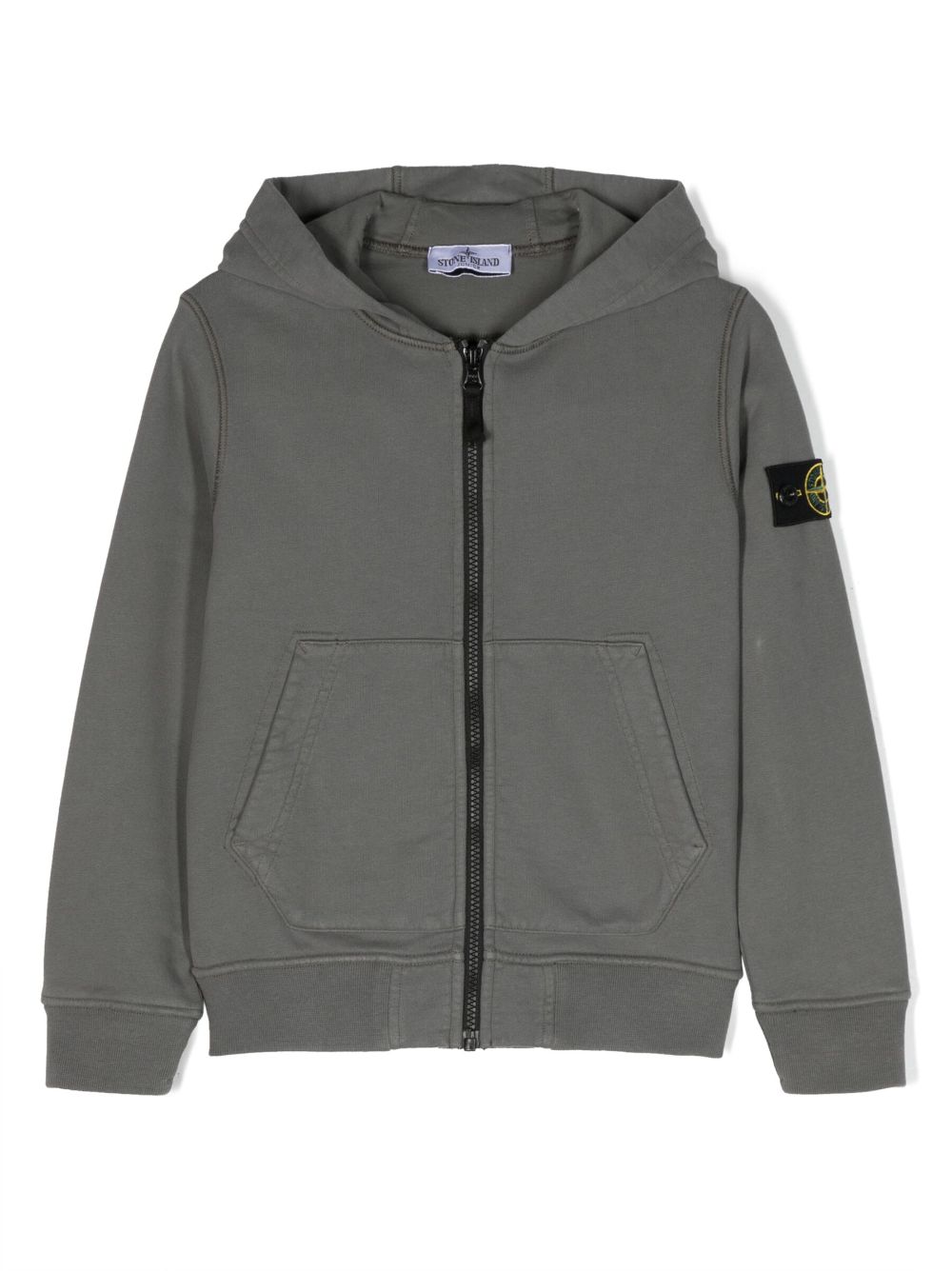 Stone Island Junior Compass-badge zip-up hoodie - Grey