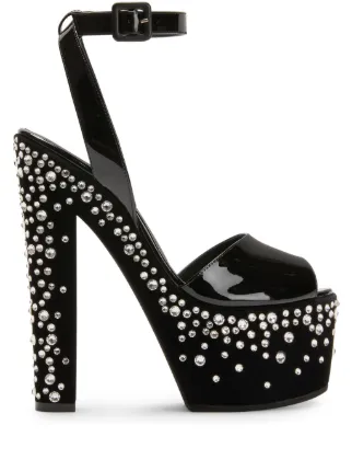 GIUSEPPE ZANOTTI ジュゼッペザノッティ　ヒール　スワロ Giuseppe Zanotti Tarifa Jewel 170mm Platform Sandals | Black