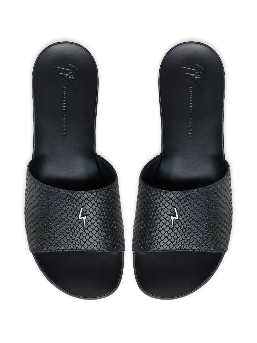 Giuseppe Zanotti Darrin slippers met logo-plakkaat Zwart