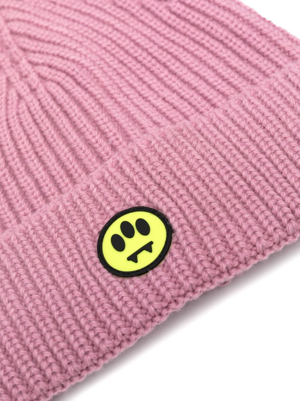 BARROW logo-patch ribbed-knit beanie - Roze