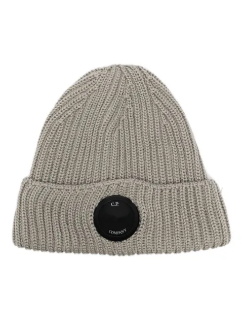 C.P. Company gorro tejido de canalé con detalle Lens
