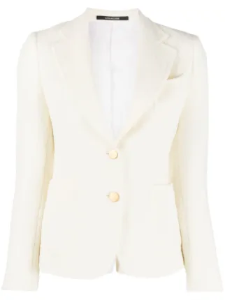 Tagliatore single-breasted Bouclé Blazer | White | FARFETCH AU