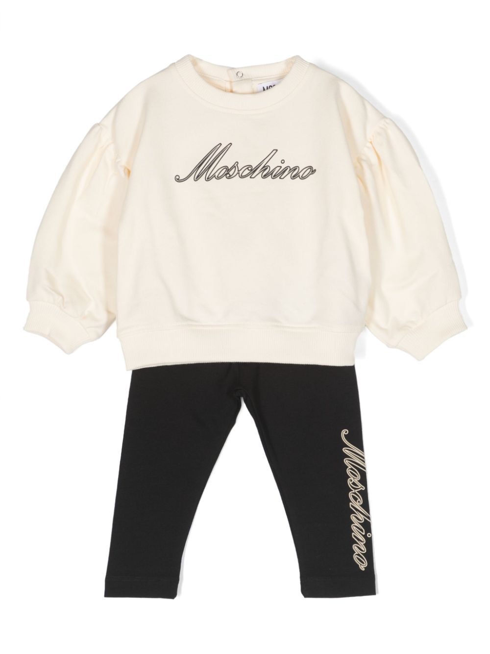 Moschino Kids logo-print cotton tracksuit set - Neutrals