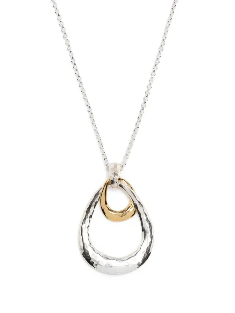 DOWER AND HALL hammered-finish oval-pendant necklace