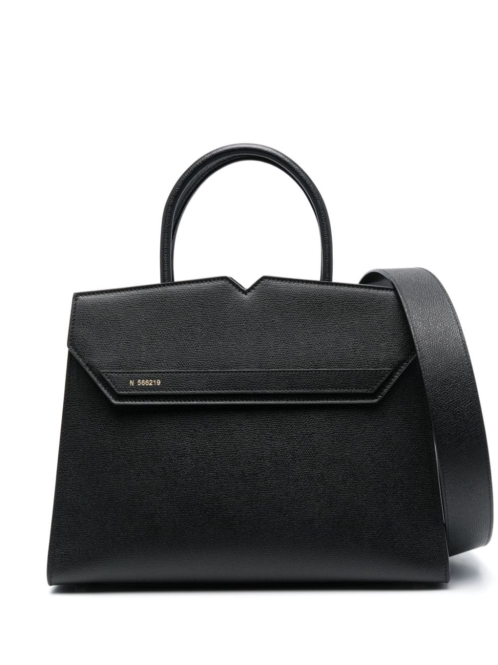 Valextra Flap Structured Handbag In Black
