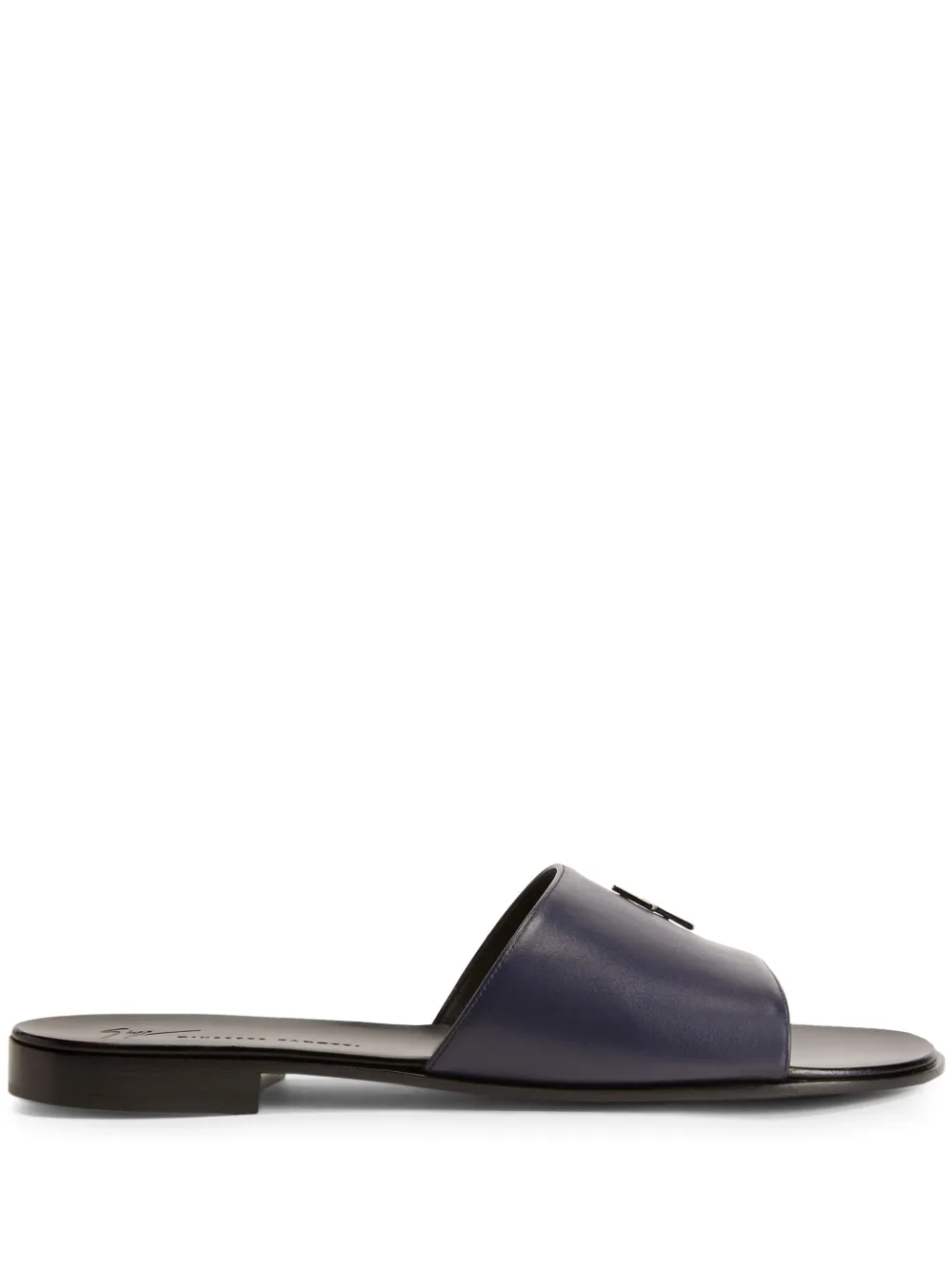 Shop Giuseppe Zanotti Darrin Flash Leather Slides In Blue