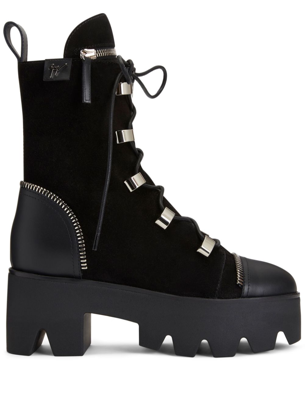 Shop Giuseppe Zanotti Juliett Lace-up Flatform Boots In Black