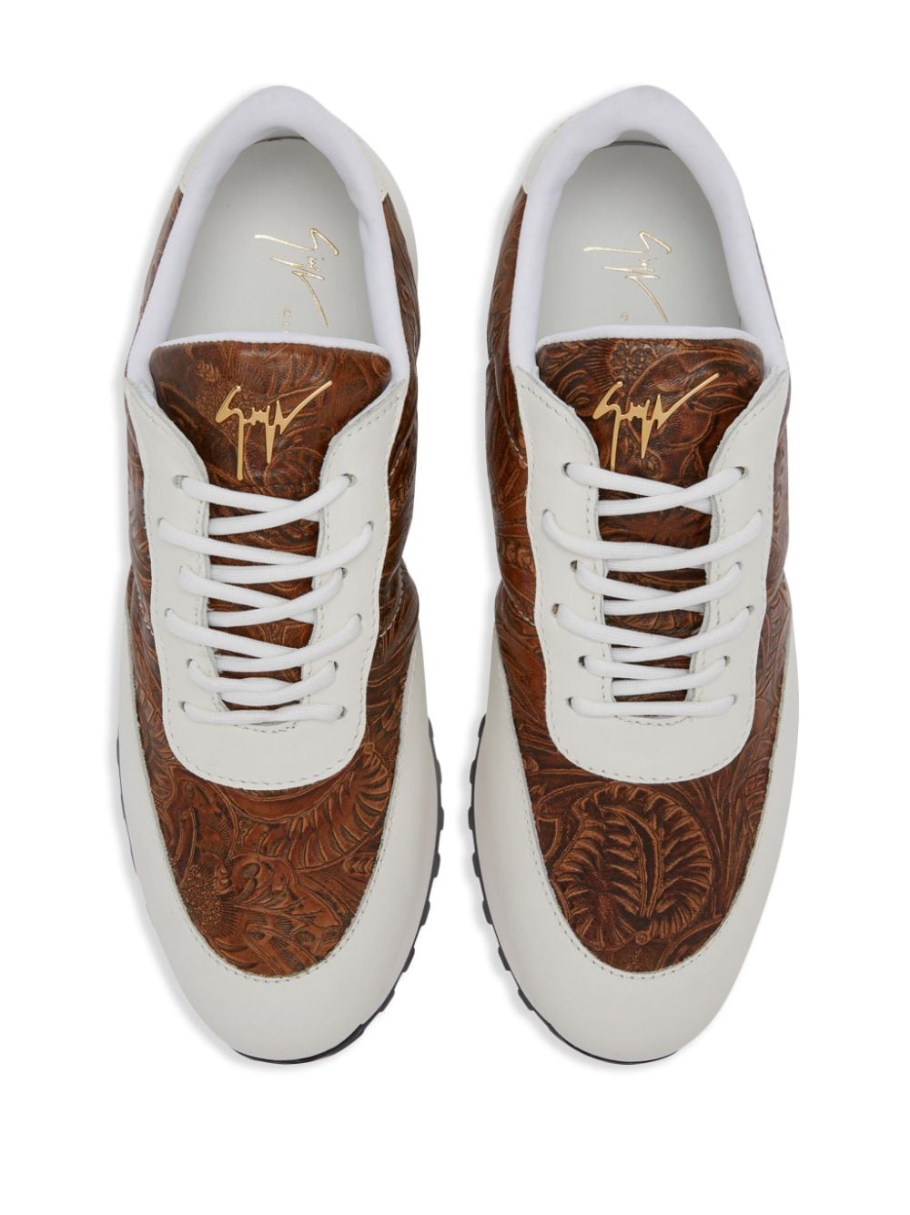 Shop Giuseppe Zanotti Jimi Running Panelled Leather Sneakers In Weiss