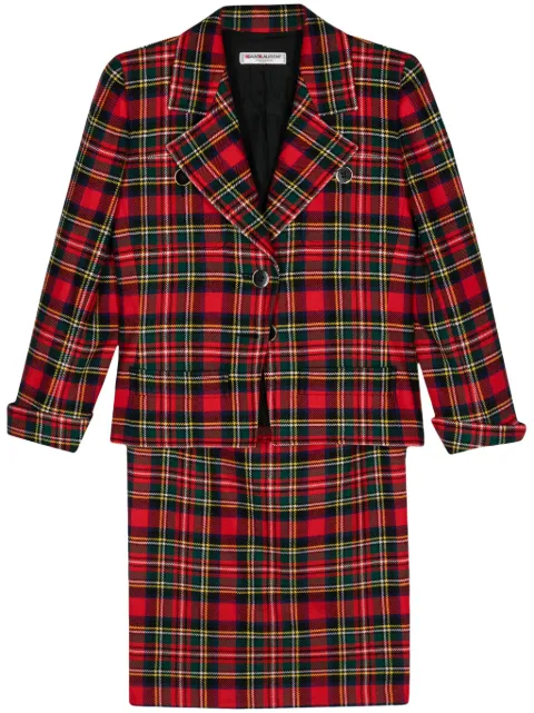 Saint Laurent Pre-Owned traje con motivo de cuadros tartán 1980