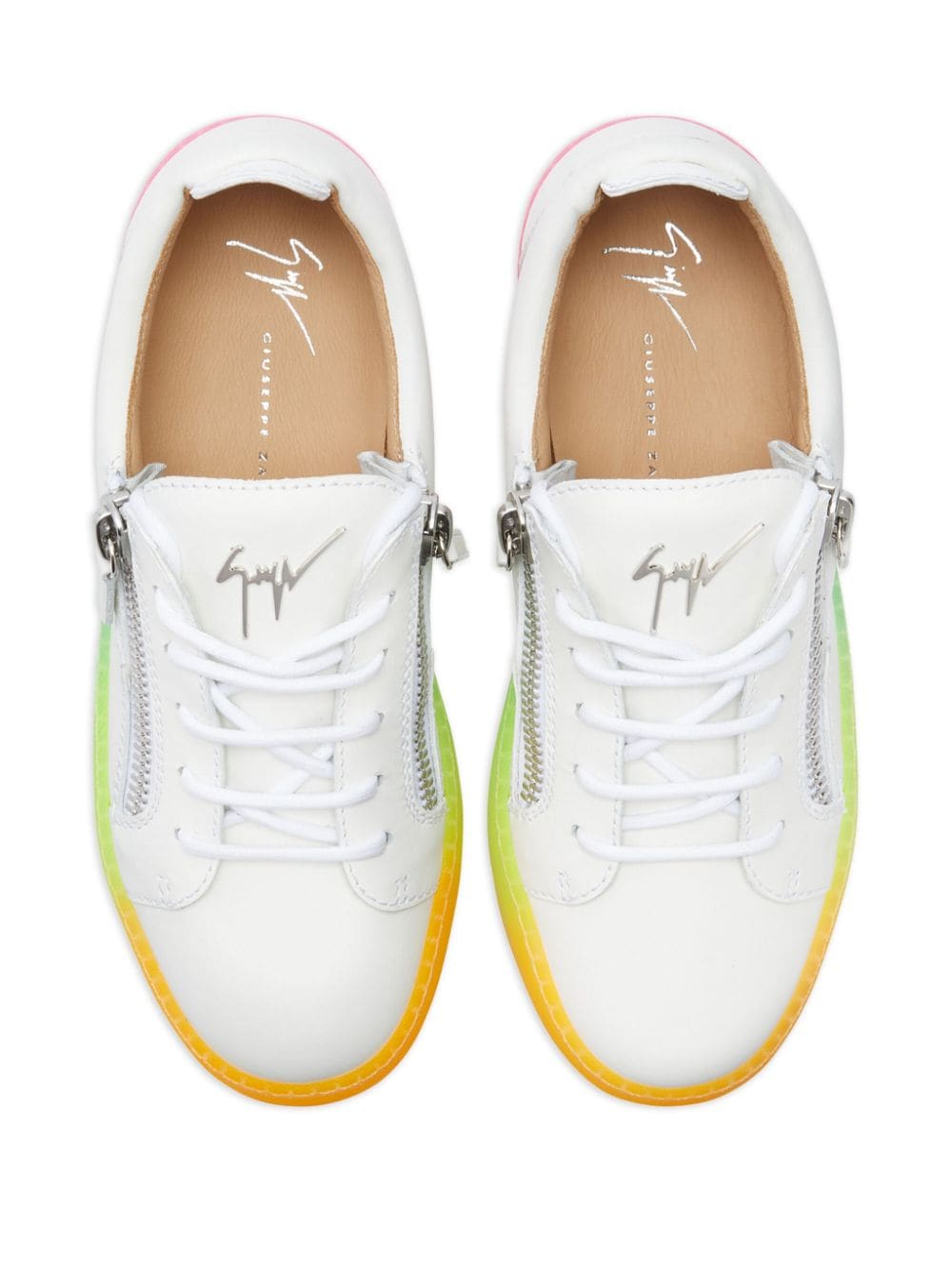 Shop Giuseppe Zanotti Frankie Leather Sneakers In White