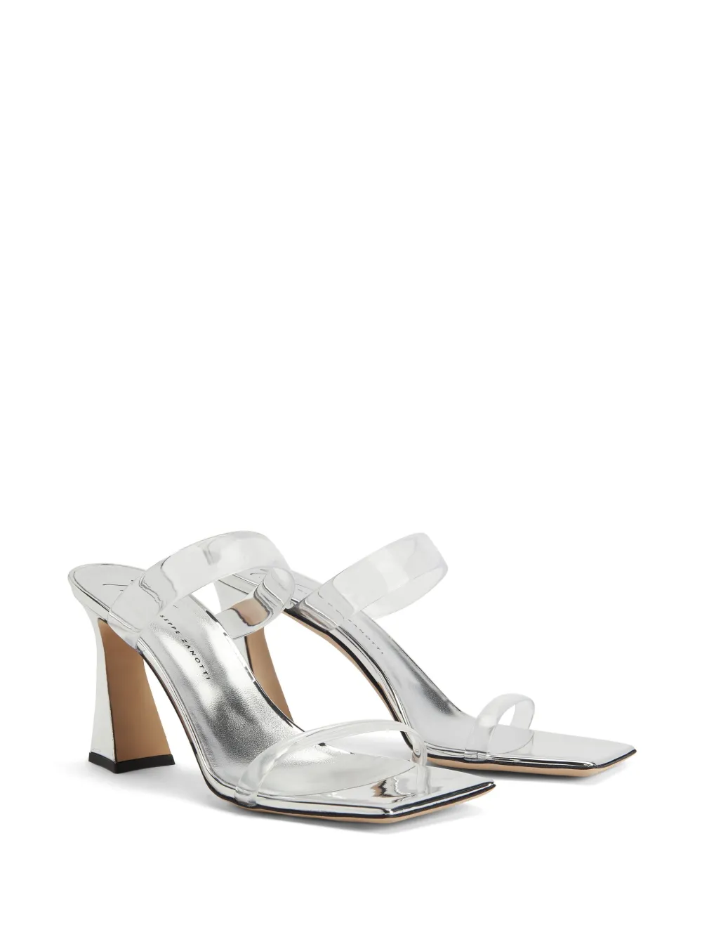 Giuseppe Zanotti Flamina PLexi 80mm metallic-finish mules Silver