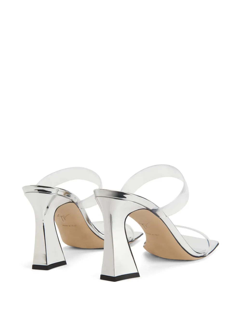 Giuseppe Zanotti Flamina PLexi 80mm metallic-finish mules Silver