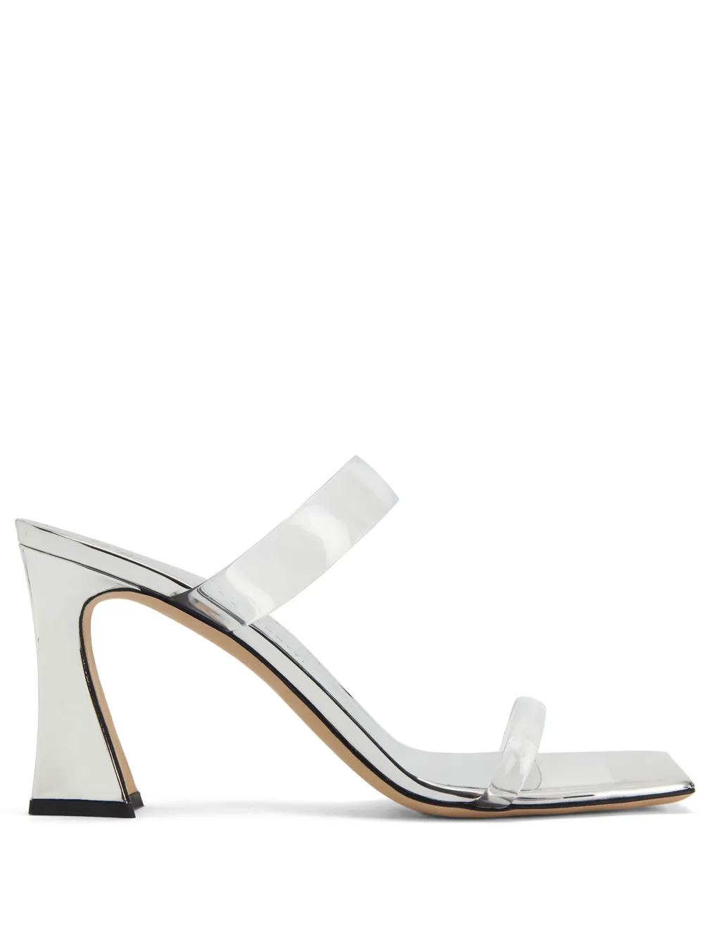 Giuseppe Zanotti Flamina PLexi 80mm metallic-finish mules Silver