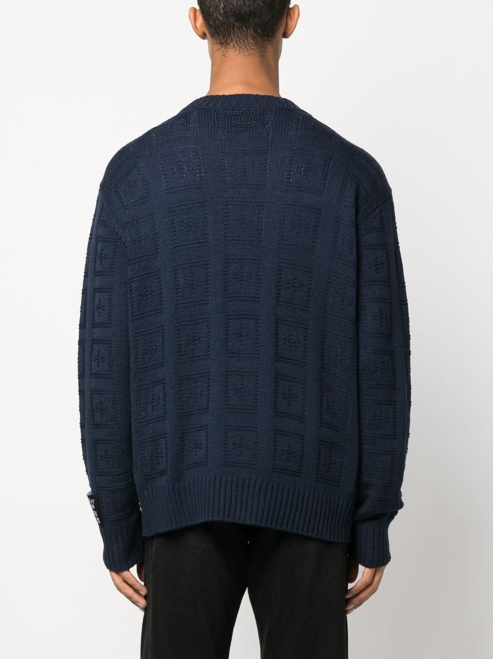 Shop Ksubi Logo-intarsia Wool-blend Cardigan In Blue