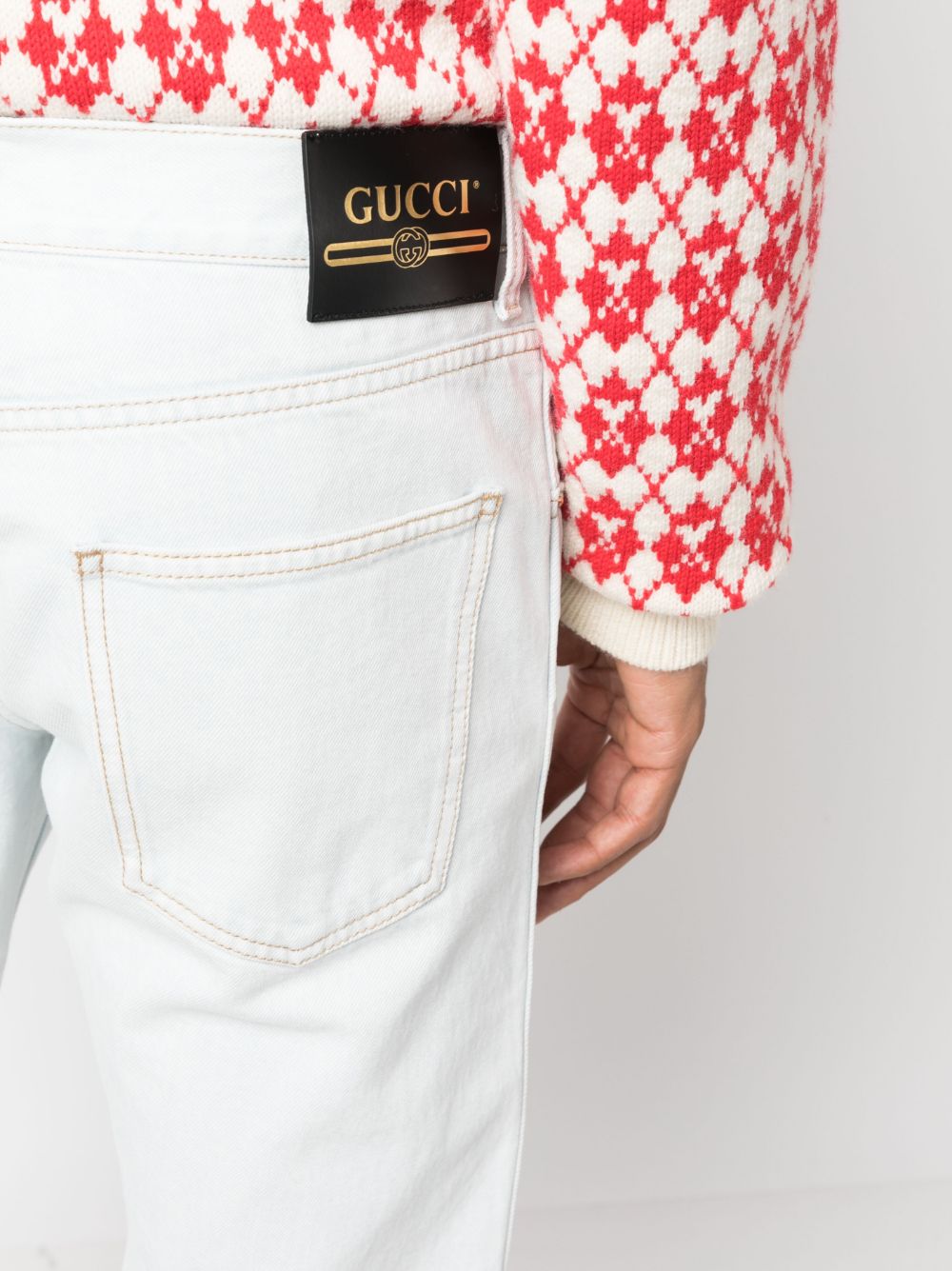 Shop Gucci Mid-rise Tapered-leg Jeans In Blue