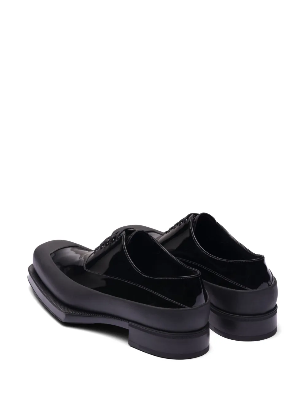 Shop Prada Patent Leather Derby Shoes In Black