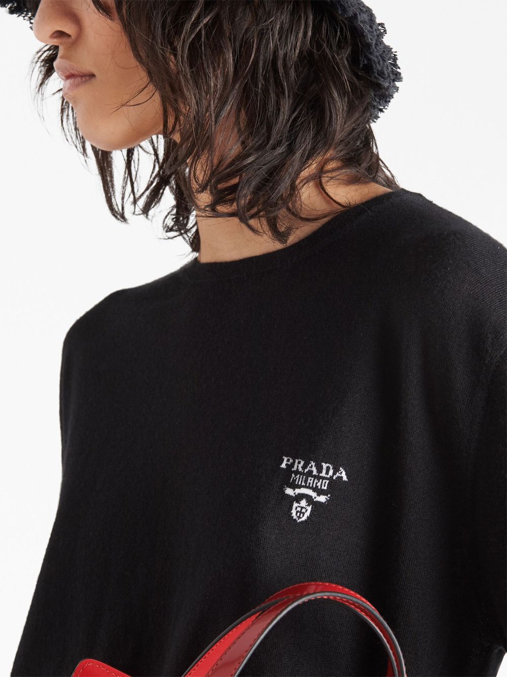 Shop Prada Crew-neck Cashmere Jumper In Black