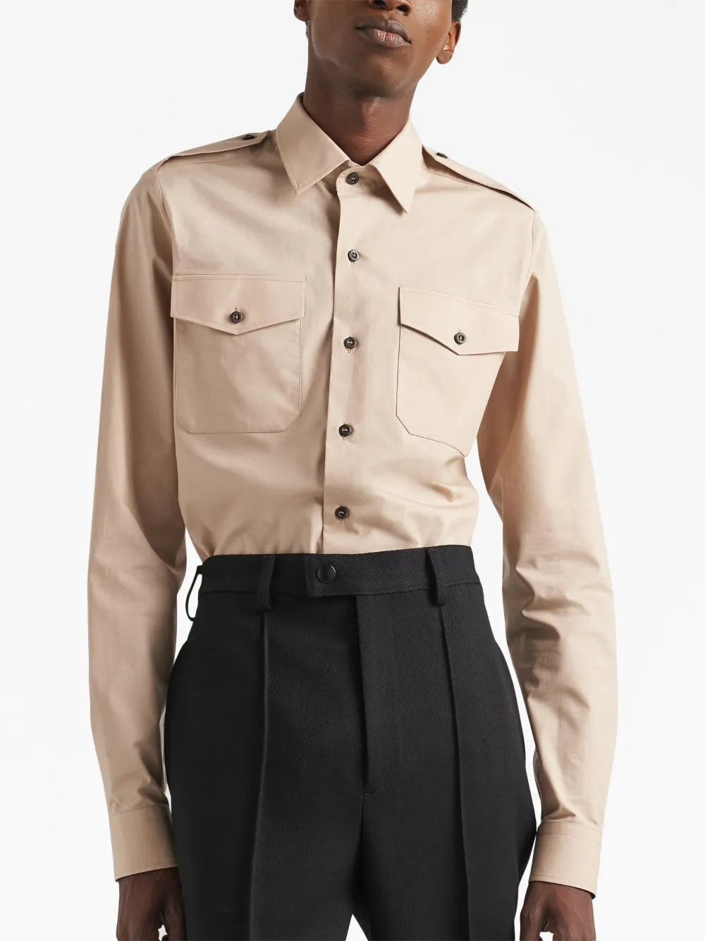Prada Overhemd met logo Beige