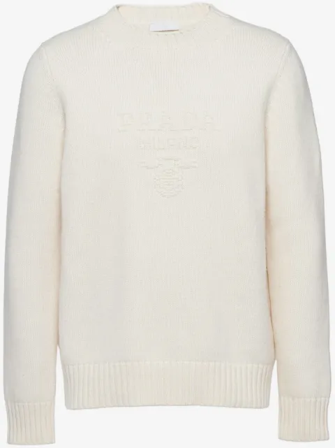 Prada kashmirtröja med broderad logotyp