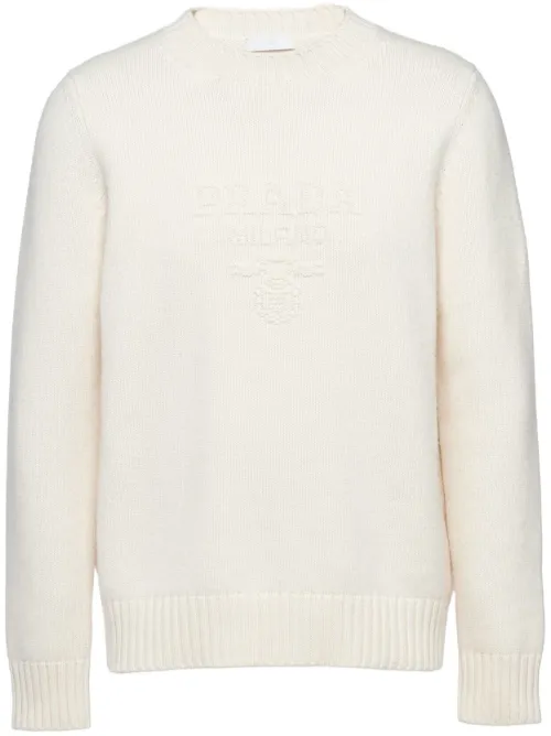 Pull en cachemire à logo brodé - Prada - Modalova