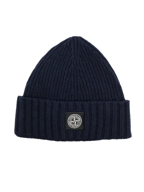 Stone Island Junior ribbed logo beanie 