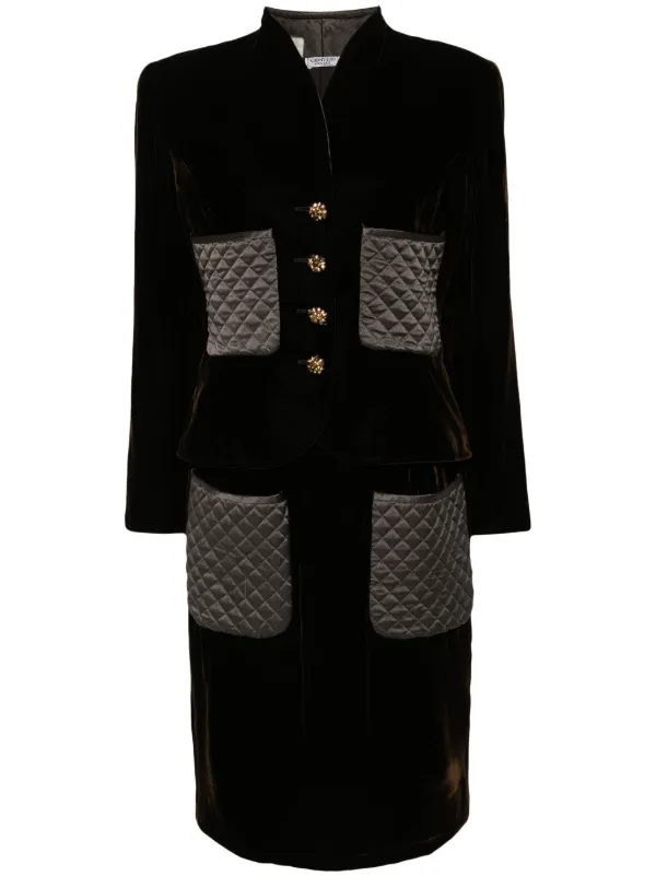 Valentino Garavani Pre-Owned 1980s ベルベット スカートスーツ