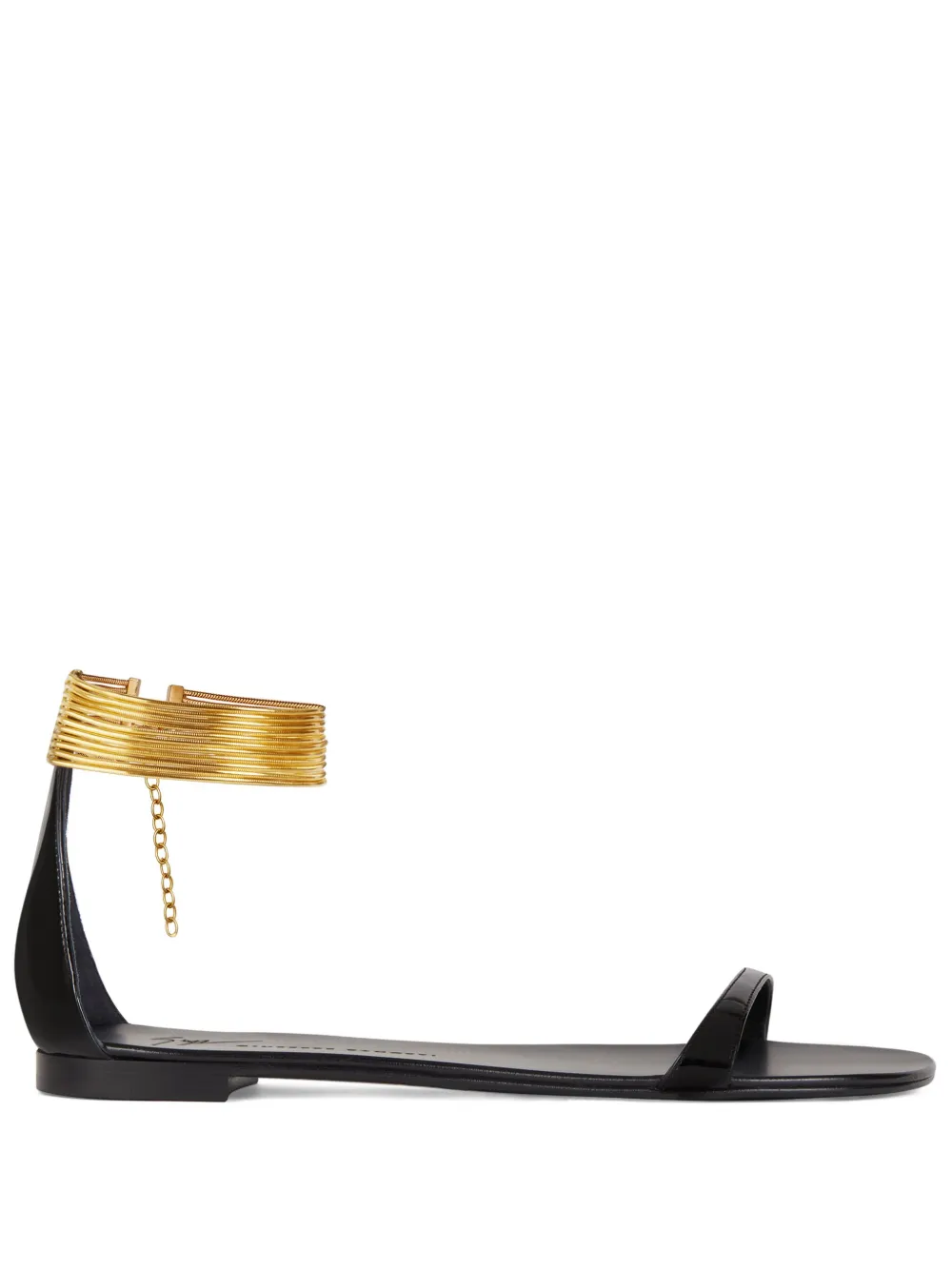 Shop Giuseppe Zanotti Kay Flat Leather Sandals In Black