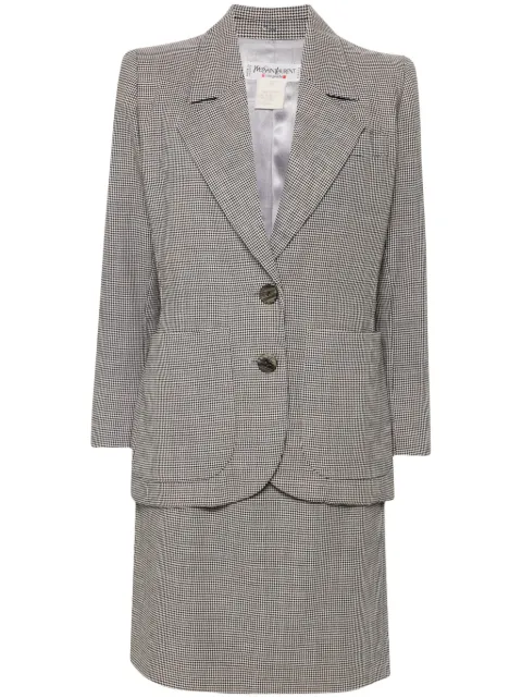Saint Laurent Pre-Owned traje de falda con motivo pied de poule 1980