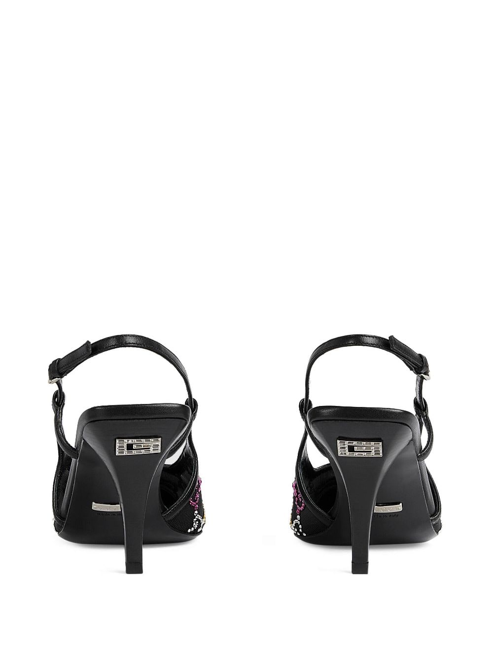 Shop Gucci 75mm Gg Crystal-embellished Mesh Pumps In Black