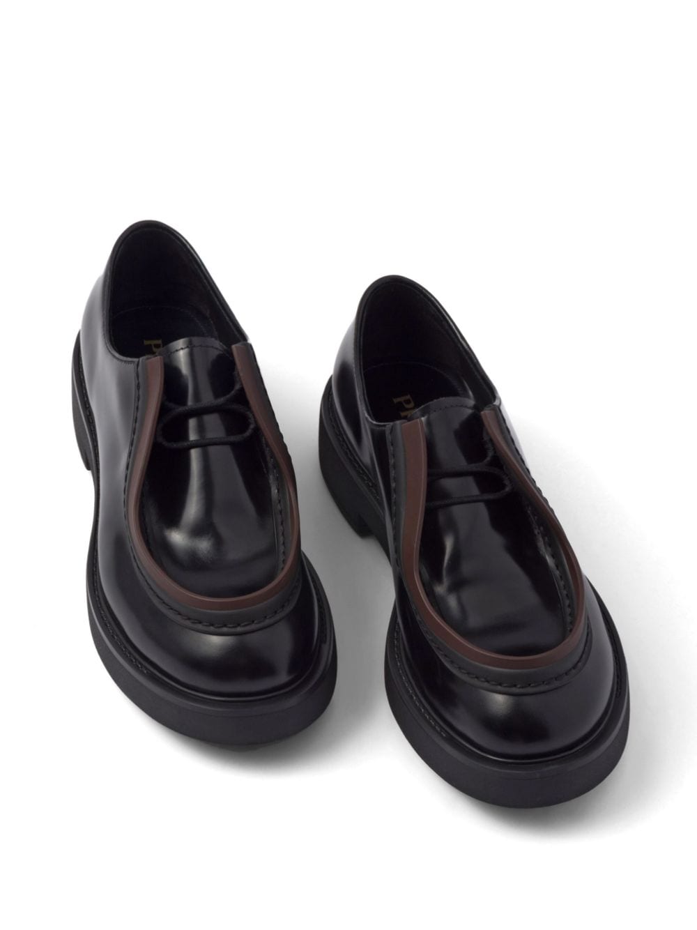 Shop Prada Opaque Brushed-leather Lace-up Shoes In Black