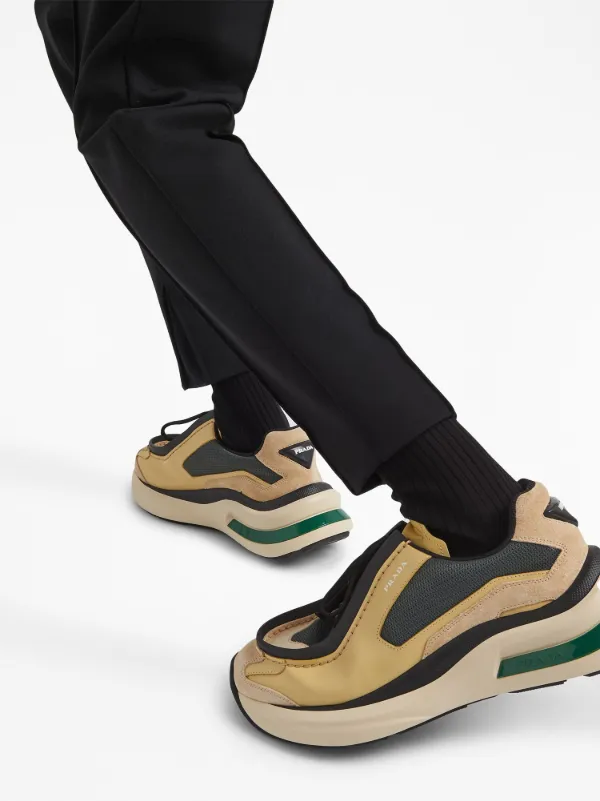 Prada Panelled Leather Chunky Sneakers Farfetch