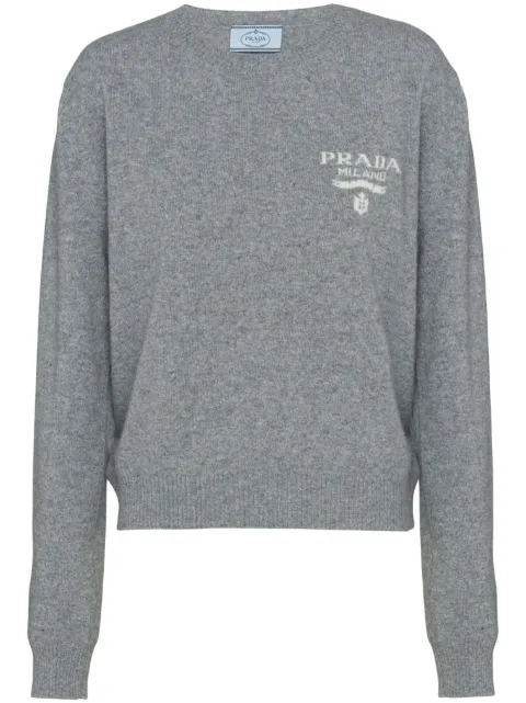 Prada intarsia-logo cashmere jumper