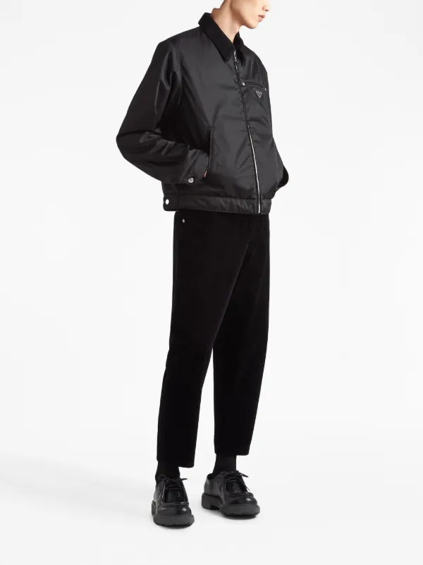 Black Re-nylon Padded Gabardine Bomber Jacket