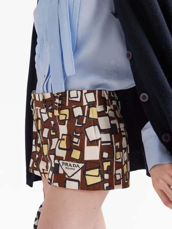 Prada Jacquard crepe-de-chine Blouse | Blue | FARFETCH
