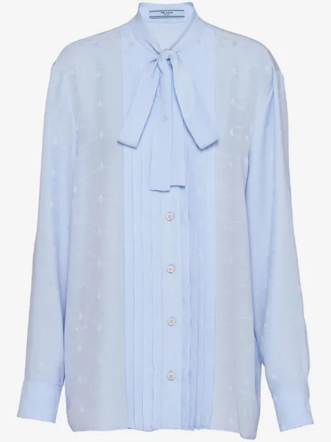 Prada jacquard crepe-de-chine blouse