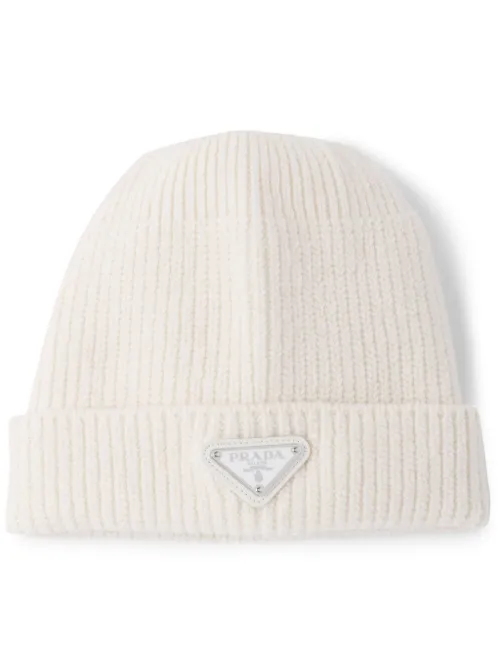 Prada bonnet à plaque logo - Blanc - Prada - Modalova