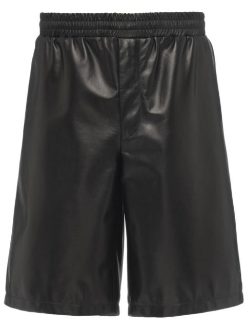 Prada triangle-logo leather Bermuda shorts