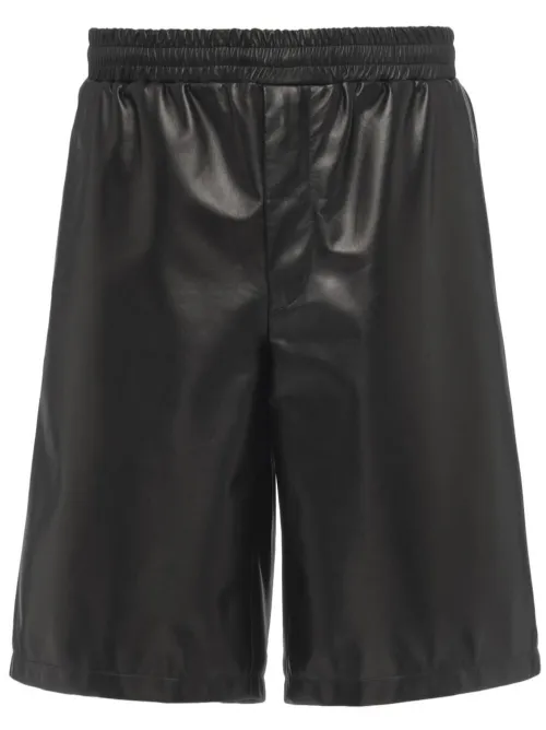 Short en cuir à logo triangle - Prada - Modalova