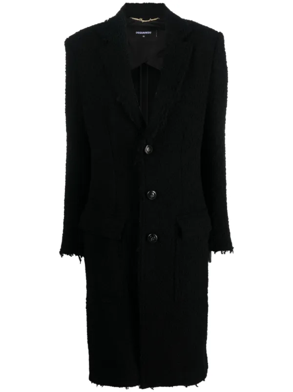 送料無料 ブークレ ウール コート DSQUARED2 ブークレ シングルコート | ブラック | FARFETCH JP