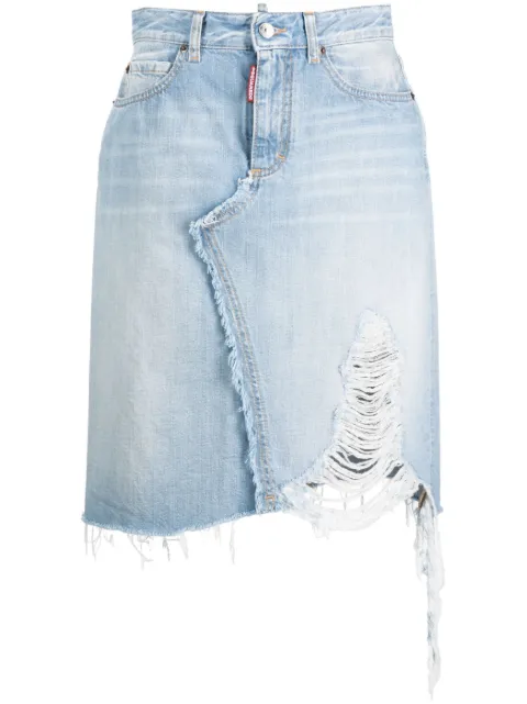 Dsquared2 ripped-detailing A-line denim skirt