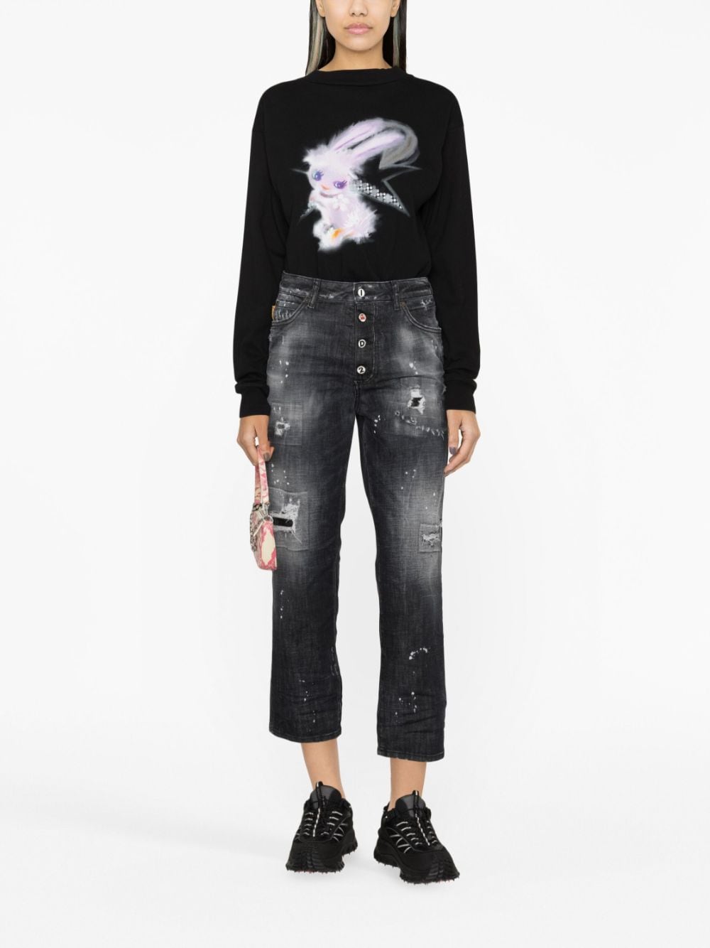Dsquared2 distressed tapered jeans - Zwart