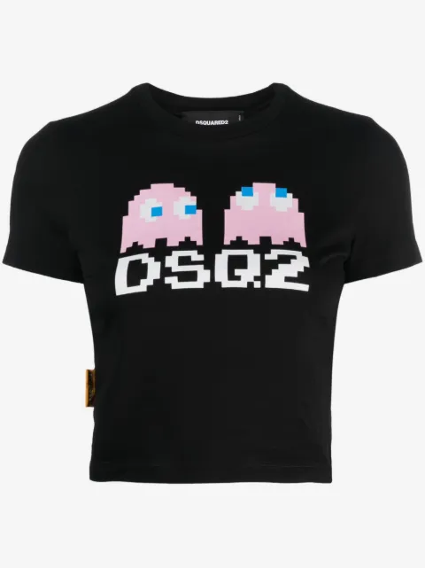 DSQUARED2 x Pac-Man t-shirt crop à imprimé graphique