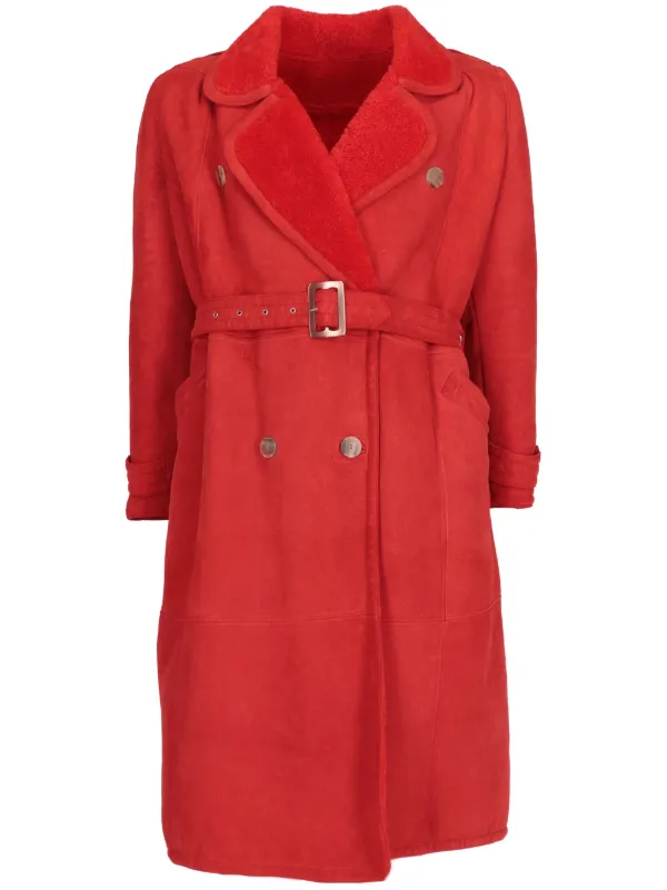 Valentino Garavani Pre-Owned 1980 double-breasted Shearling Coat