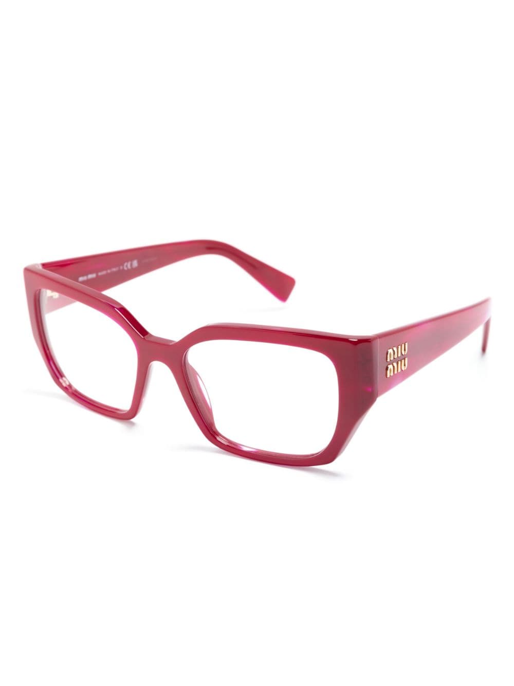 Shop Miu Miu Logo-embossed Square-frame Sunglasses In Red